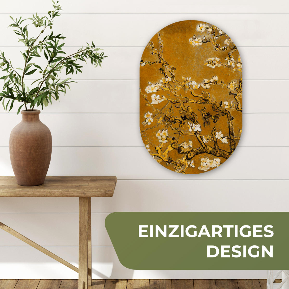 WANDBILD Mandelblüte - Kunst - Van Gogh - Gold 40x60 cm - Wengefarben, Kunststoff (40/60cm) - MuchoWow