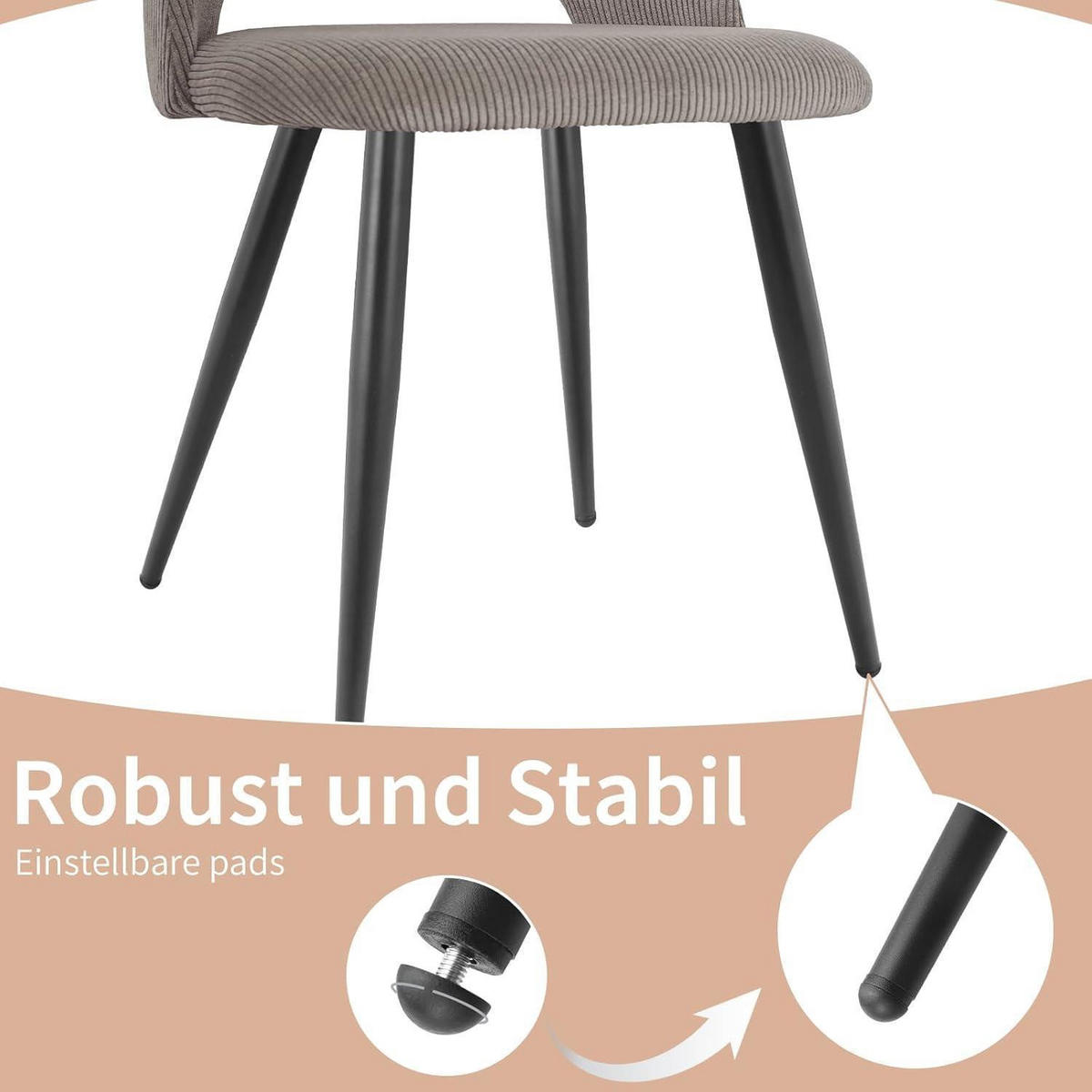 ESSZIMMERSTÜHLE 2er Set Kordsamt Braun - Braun, Textil (48/80/45cm)