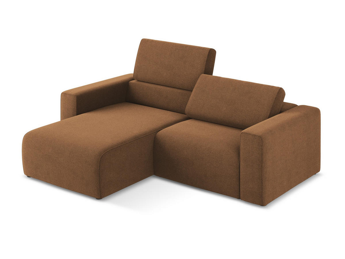 ECKSOFA Links Strukturstoff Stoff Orange - Beige/Terra cotta, Kunststoff/Textil (167/224cm) - Makamii