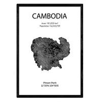 POSTER Länder & Kontinente Kambodscha A4 Rahmenlos - Klar, Papier (29.7/5/21cm) - Nacnic