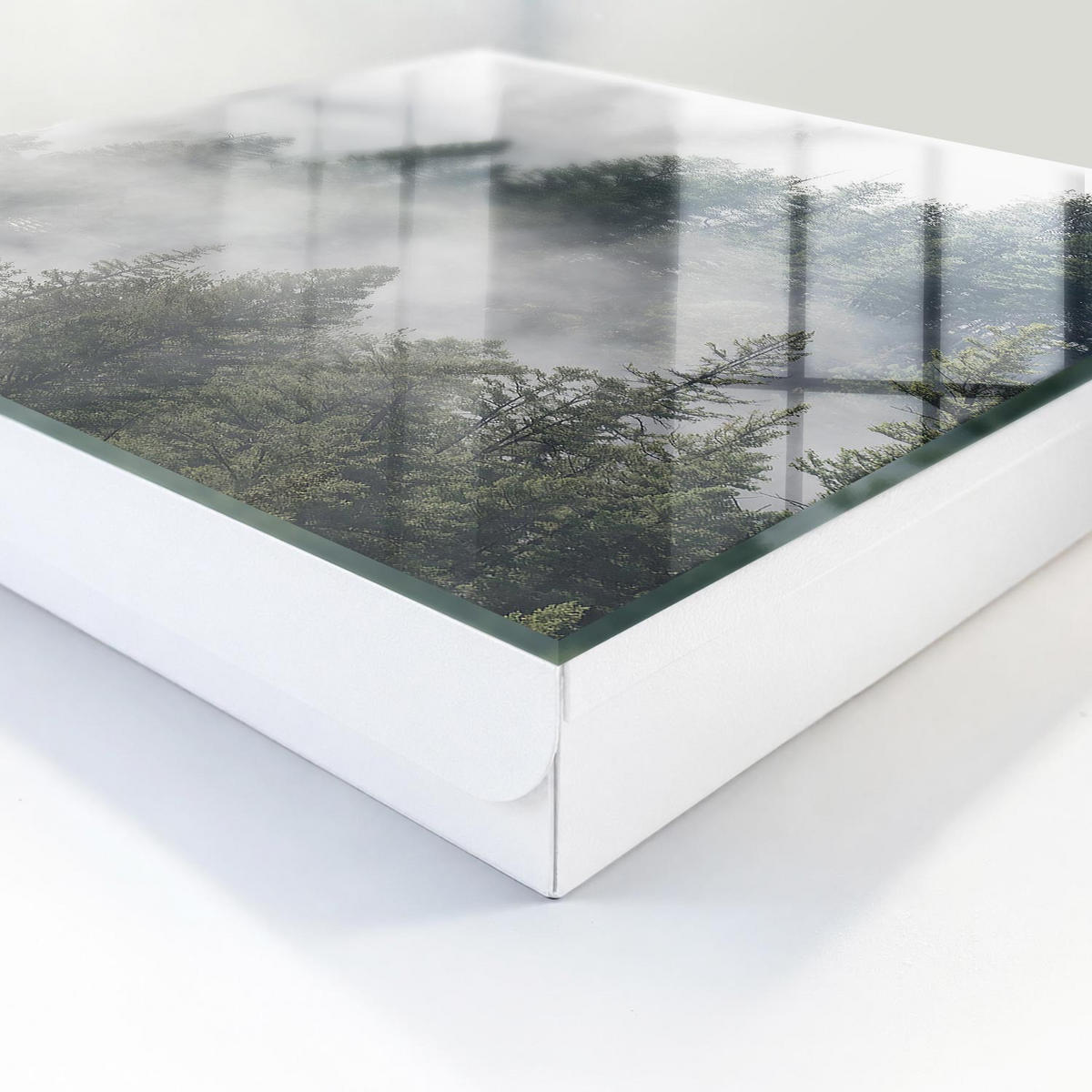 SCHLÜSSELBOX Weiß 30x30 cm – Türöffnung nach rechts - Nebelwald - Grau, Metall (30/30/5cm) - TULUP