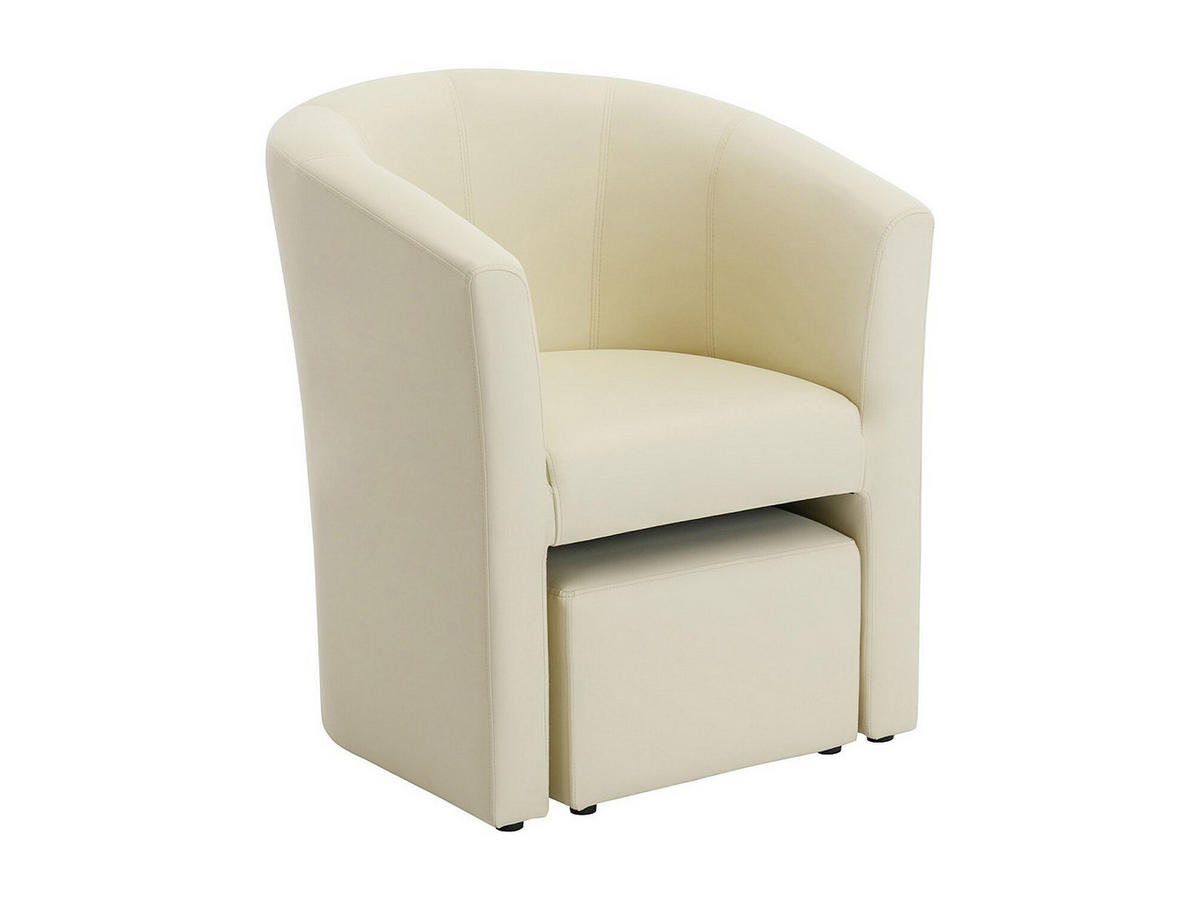 LOUNGE-SESSEL & Hocker - Kunstleder - Beige - JOVANA - Beige, Leder (65/74/64cm) - Vente-Unique