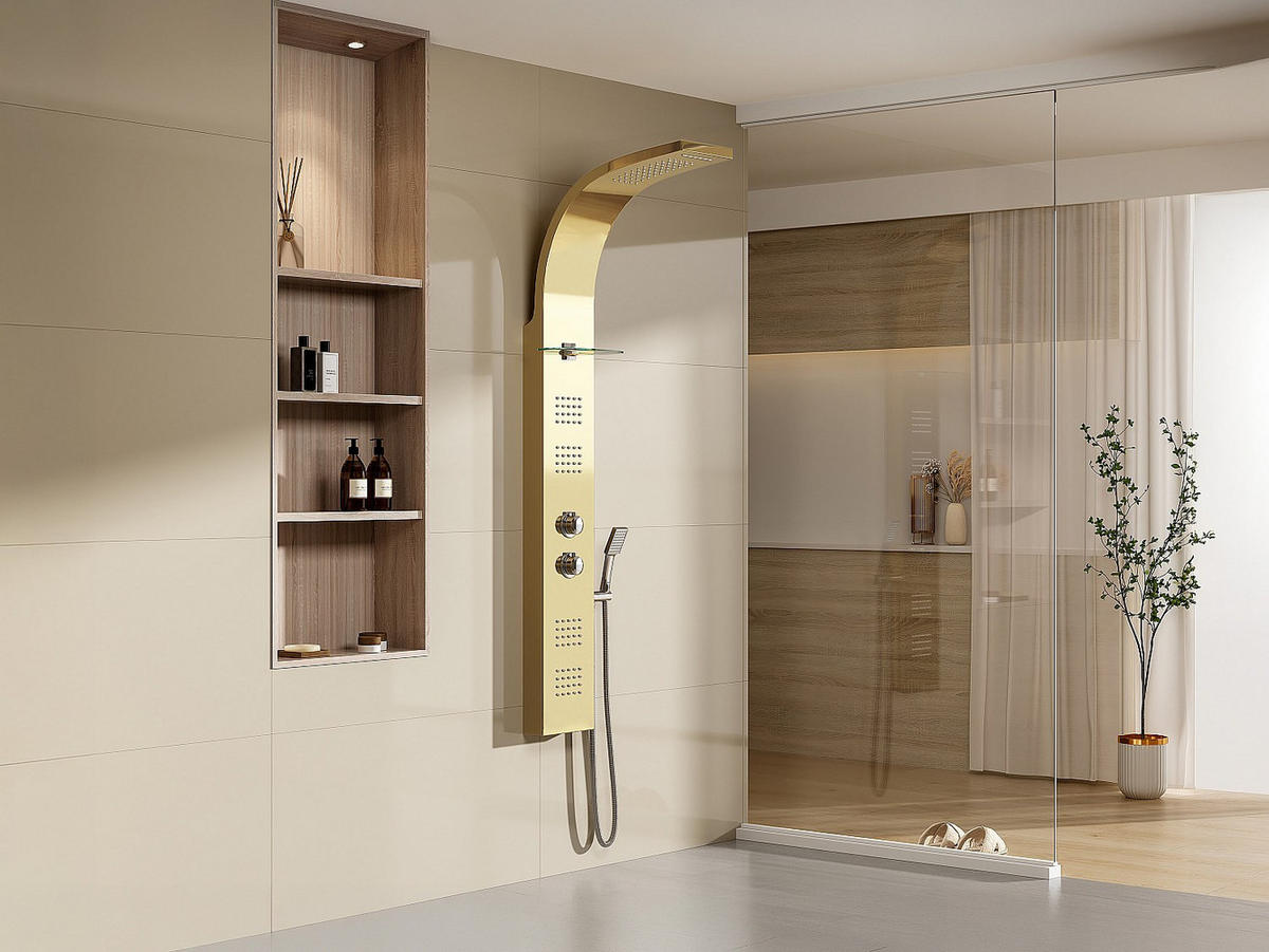 MASSAGE-DUSCHPANEEL - 45 x 150 cm - Goldfarben - JOSTA - Goldfarben, Metall (20/150/45cm) - Vente-Unique