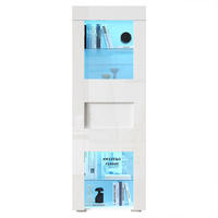 VITRINE LED Hochglanz Schrank Acryl Tür 2 Glasböden Weiß 170cm - Weiß, Glas (60/170/40cm) - FLIEKS