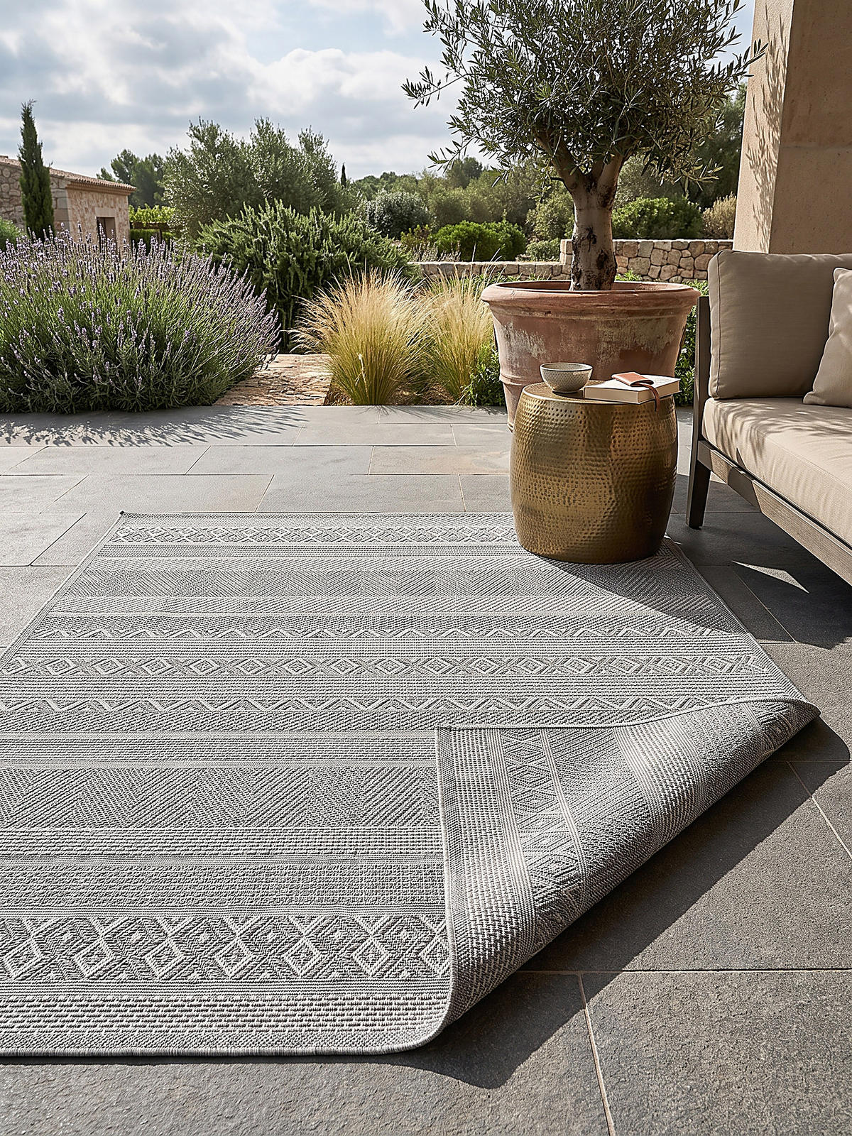 TEPPICH Flachgewebe ESERA Gestreift Polypropylen Grau 140 x 200 cm - Grau, Textil (140/200cm) - KADIMA DESIGN