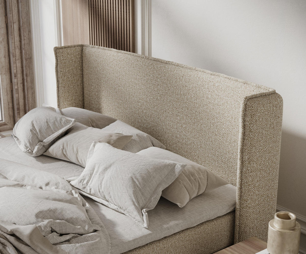 KONTINENTALBETT Ardis Beige 160/200 cm mit Matratze und Topper - Beige/Naturfarben, Holz/Holzwerkstoff (160/200cm) - Maison de Reve