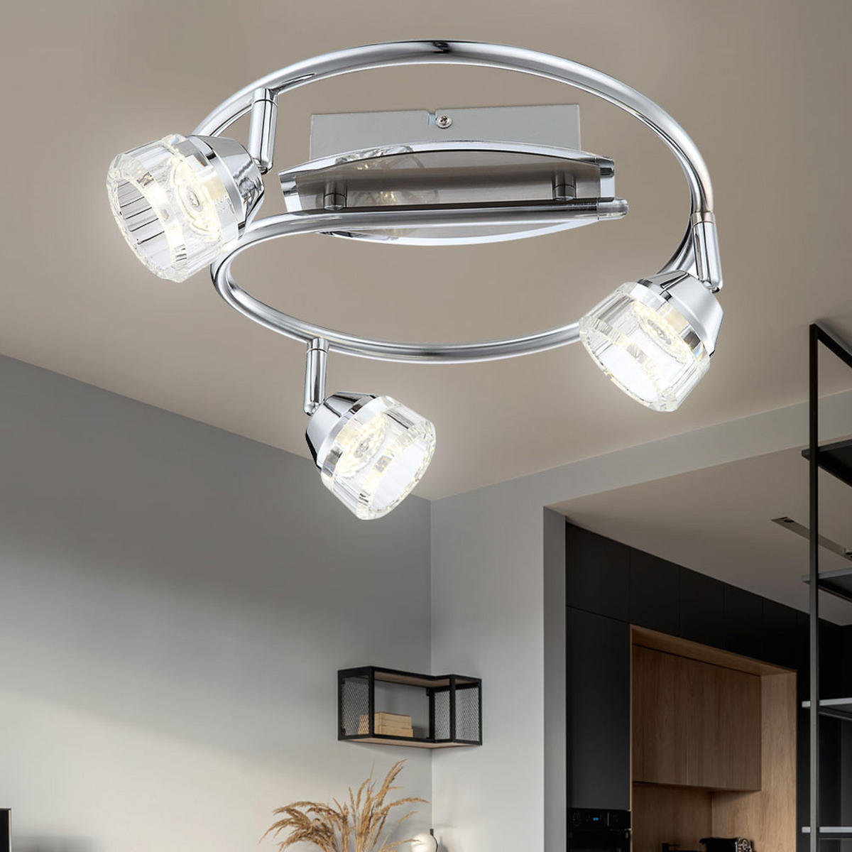 LED DECKENLEUCHTE LILIJA Chrom Silber - Silberfarben, Glas (30/30/16cm) - Globo Lighting