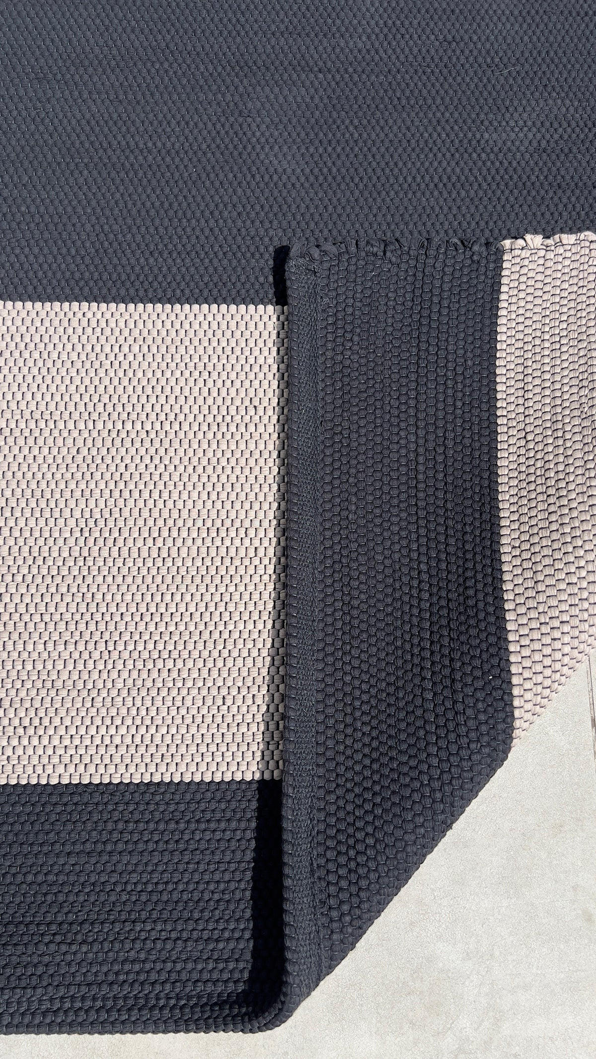 TEPPICH aus recycelter Baumwolle handgewebt schwarz - Schwarz, Naturmaterialien (160/230cm) - AFK Living