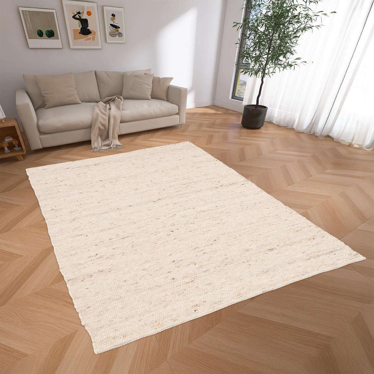 NATUR TEPPICH WOLLE ALASKA MELIERT - Beige, Textil (120/180cm) - Pergamon