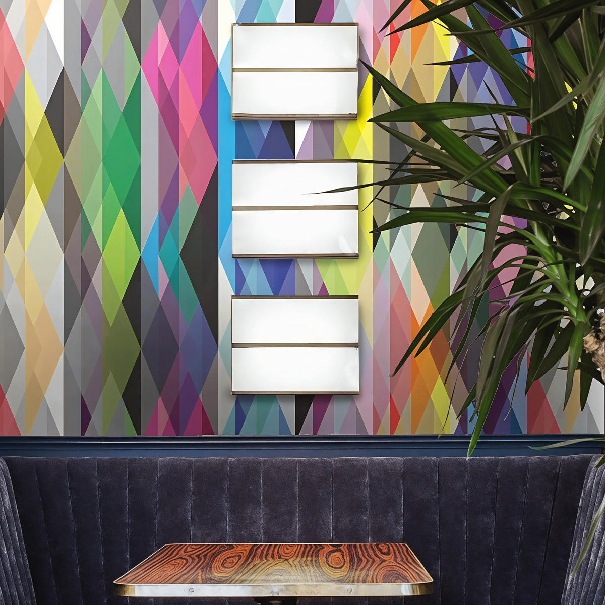 TAPETE Geometrisch aus echtem Papier, 200x280cm, 8 Bögen - Multicolor, Papier (200/280cm) - WALLPAPERS4BEGINNERS