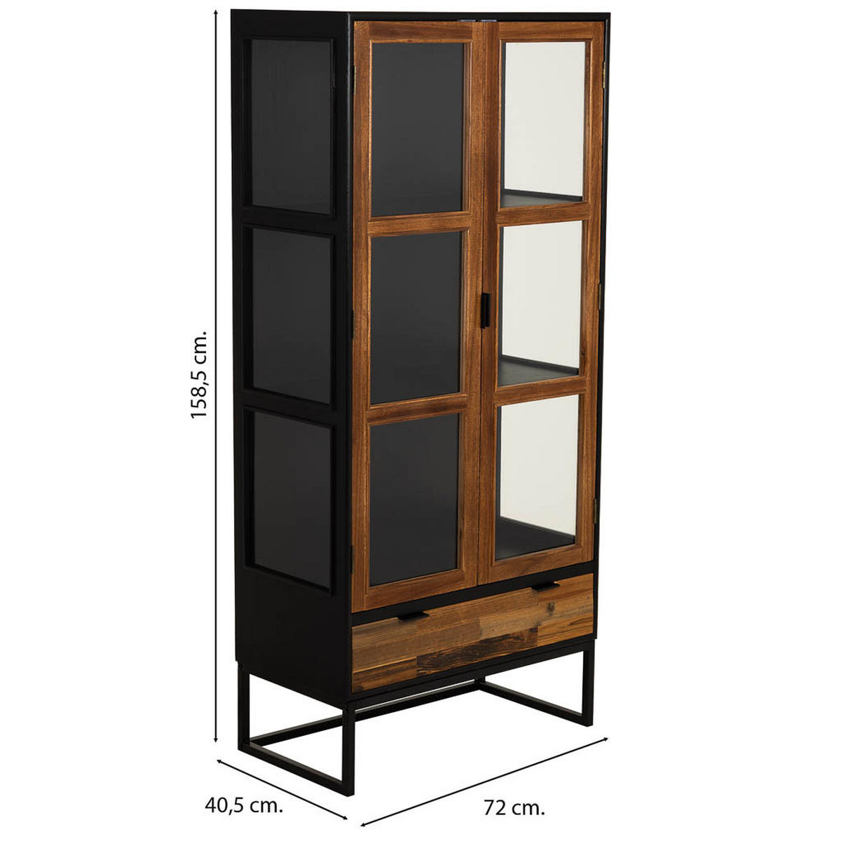 VITRINE aus Holz, schwarz, 72x41x159cm - Schwarz, Holzwerkstoff (72/158.5/40.5cm) - Wanderlust