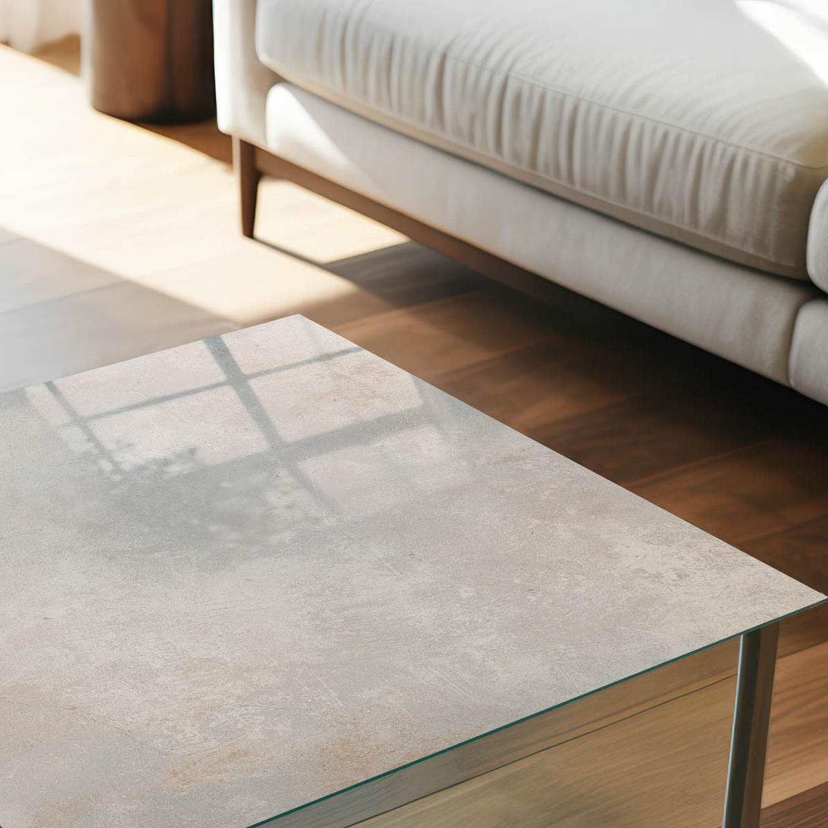 TISCHPLATTE 140x70 cm – Feine Textur - Beige, Glas (140/70/0.4cm) - Wallfluent