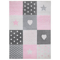 TEPPICH Weiß Pink 80/150 cm - Hellrosa/Weiß, Kunststoff (80/150cm) - Tapiso