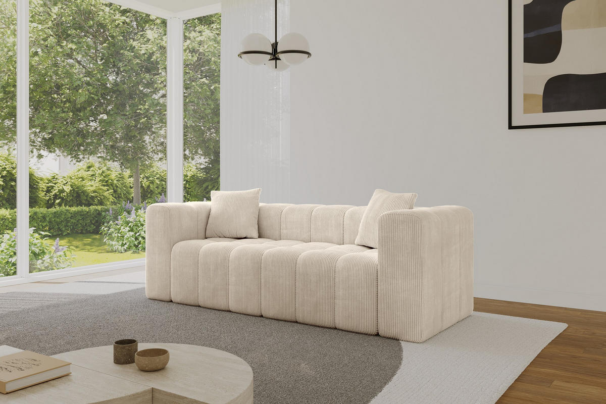 POHOVKA 2-MÍSTNÁ DONY-2 232x90x71 cm Béžová Manšestr - černá/kašmírová, kompozitní dřevo/textil (232/71/90cm) - ALTDECOR