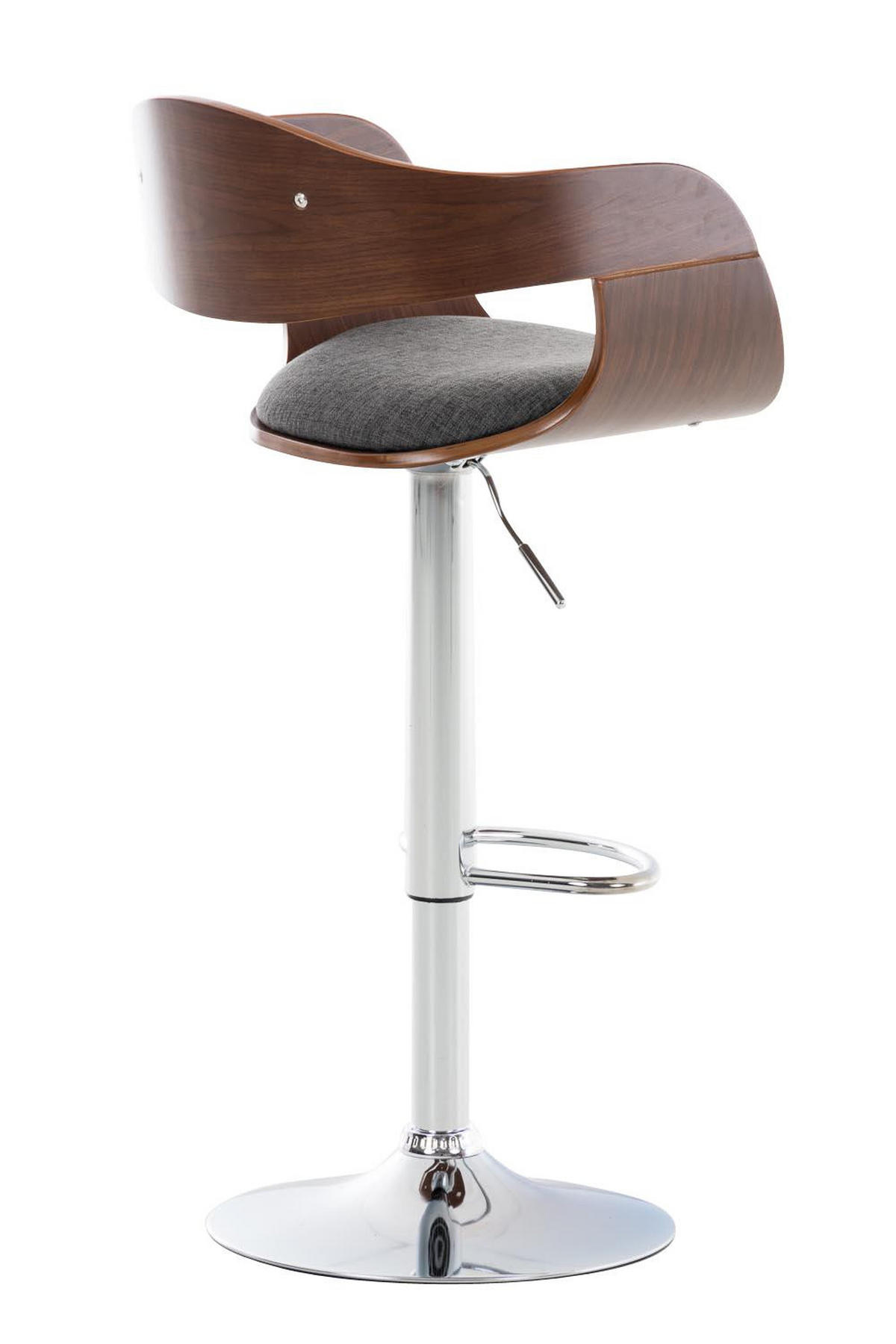 BARHOCKER 2er Set Stoff walnuss/hellgrau - Chromfarben/Walnussfarben, Textil/Metall (50/88/48cm) - CLP