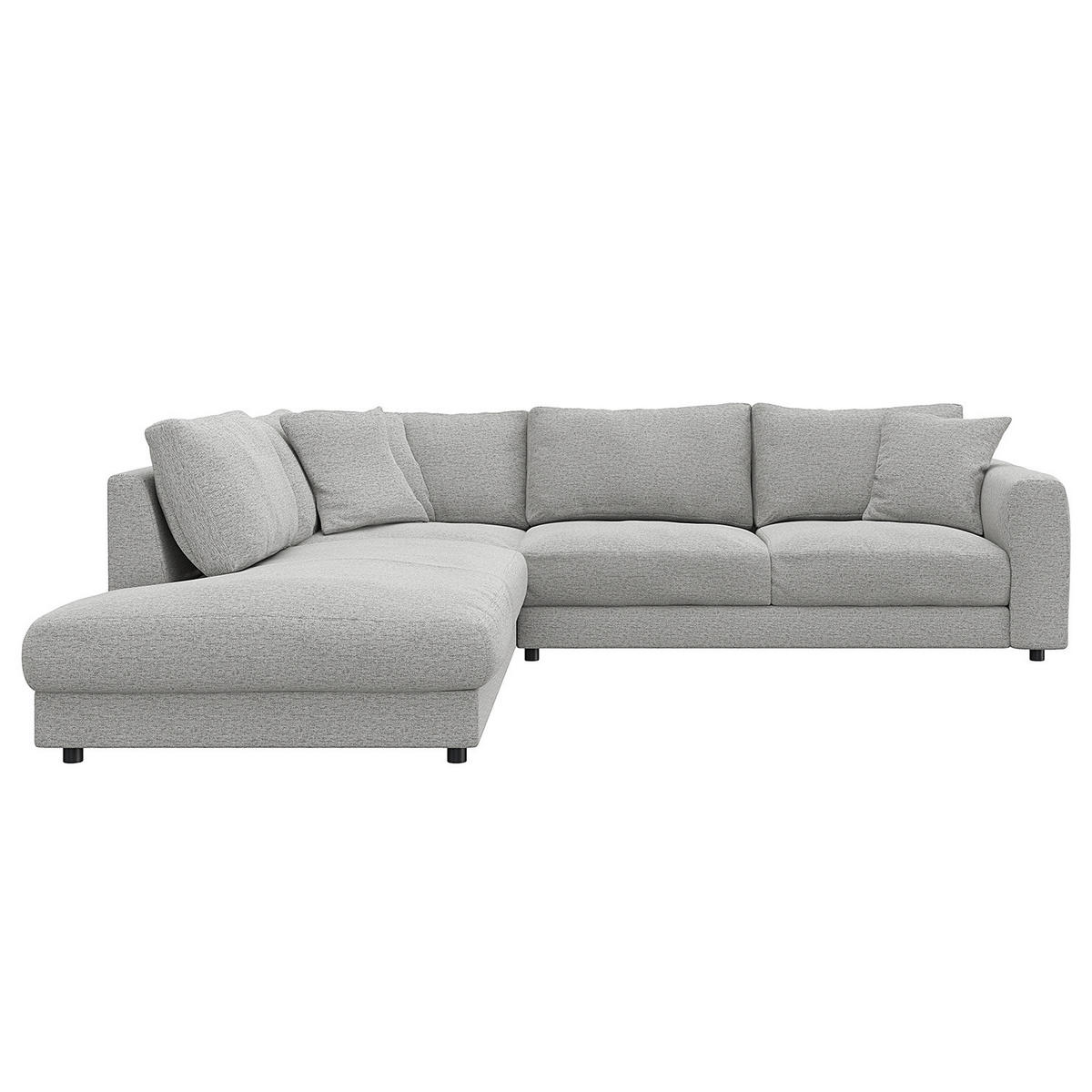 ECKSOFA mit Ottomane - Hellgrau/Schwarz, Holz/Kunststoff (267/254cm) - home24