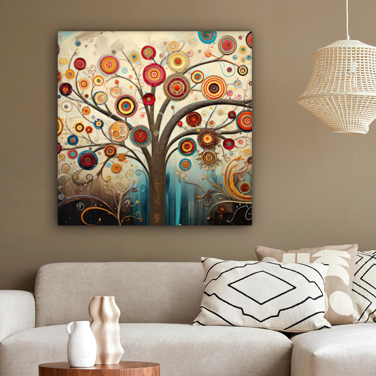 LEINWANDBILD Baum - Baum des Lebens - Farbe 90x90 cm - Braun, Textil (90/90cm) - MuchoWow