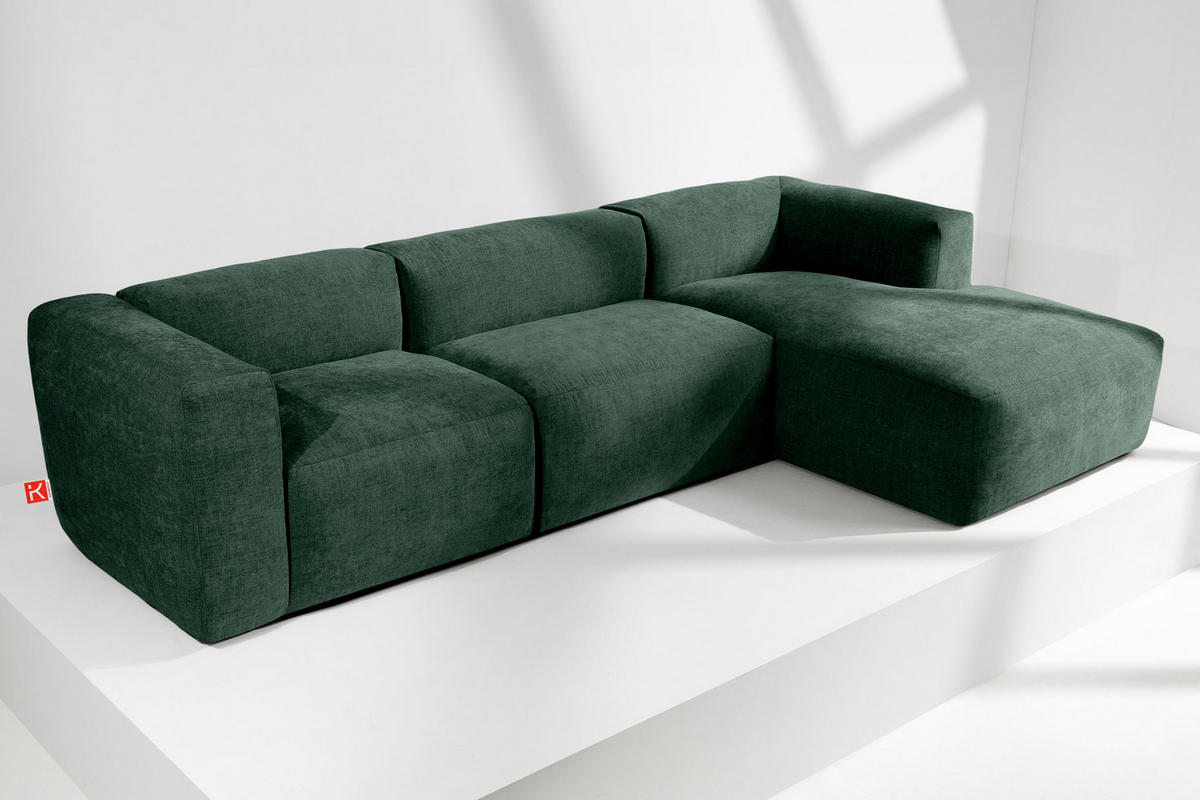 ECKMODULSOFA-RECHTS BUFFO mit extrem weicher und bequemer Sitzfläche, Gewebestoff, maritim - Grün, Textil (297/180cm) - KONSIMO®