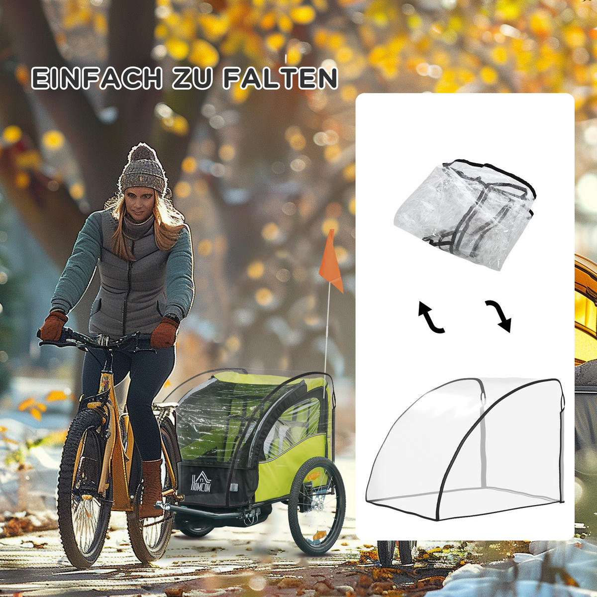 REGENSCHUTZ für Kinderanhänger Schutz Regenberzug Tranparent Kunststoff - Transparent, Kunststoff (61/61/76cm) - HOMCOM