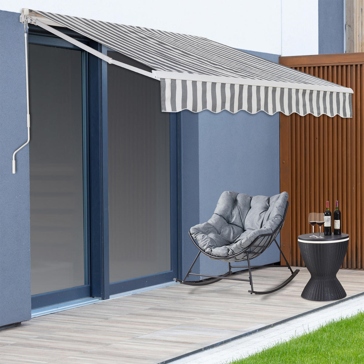 SKLÁDACÍ MARKÝZA Bitonto - šedá/bílá, kov/textil (250/200cm) - [en.casa]