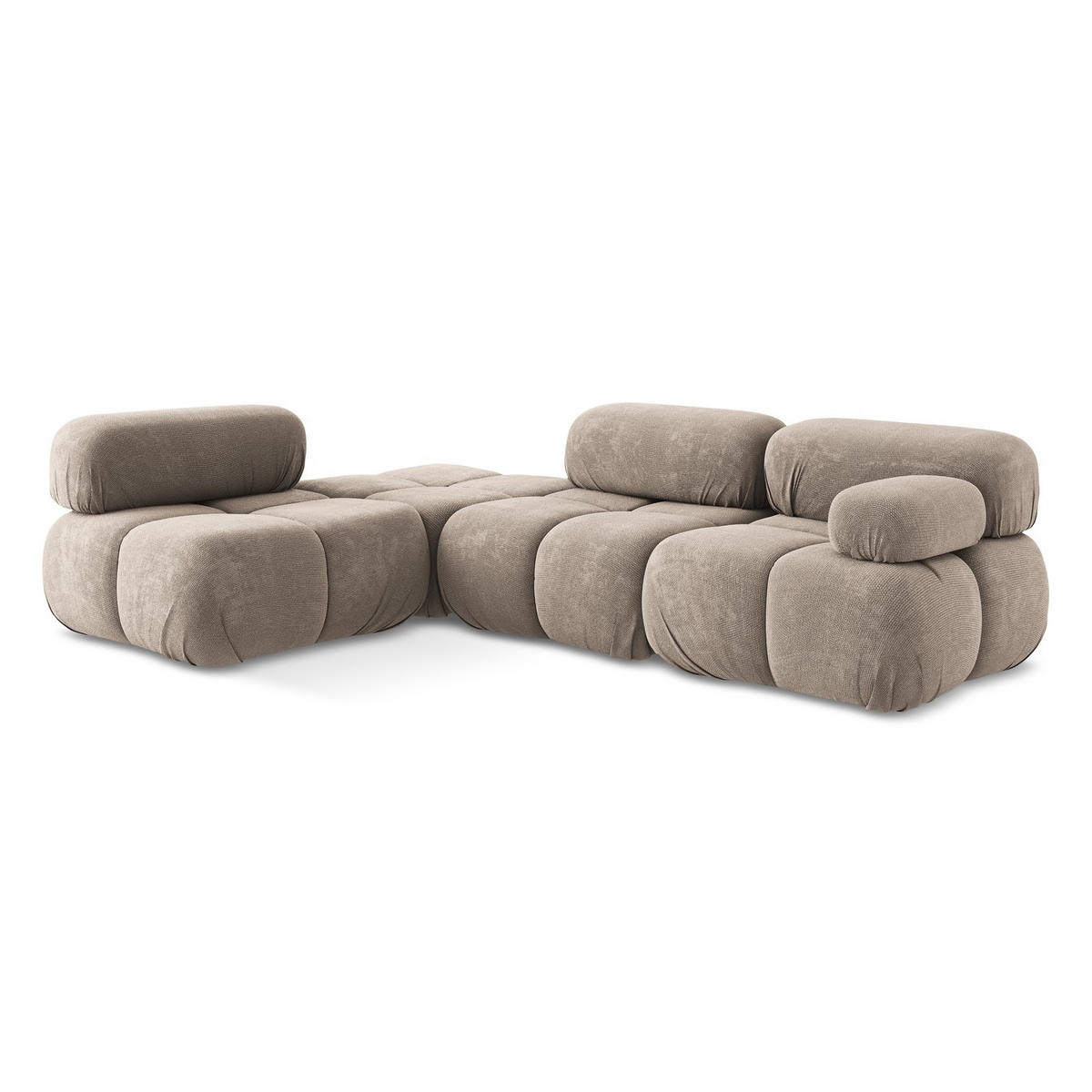 ECKSOFA Links Chenille Stoff Beige - Beige/Schwarz, Kunststoff/Textil (190/285cm) - LaMiaSofa