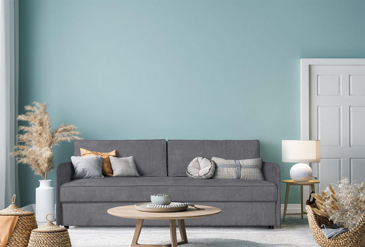 SOFA Ruby Mit Schlaffunktion - Grau, Holzwerkstoff/Textil (206/90/91cm) - Fun Möbel