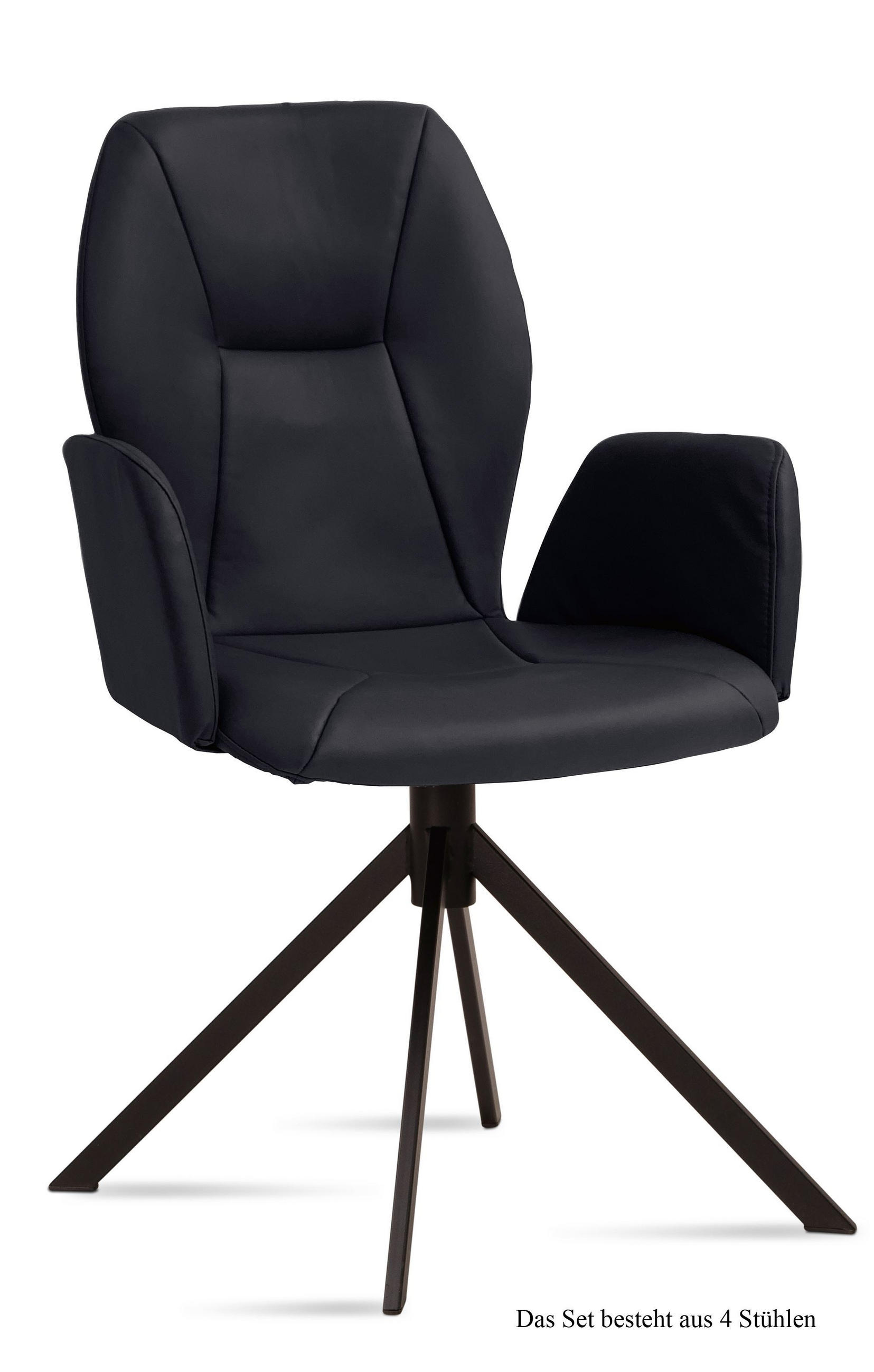 ARMLEHNSTUHL (4er-Set) Davita 58x92x60 Schwarz/Anthrazit - Anthrazit/Schwarz, Kunststoff (60/92/58cm) - 58aufmkessel