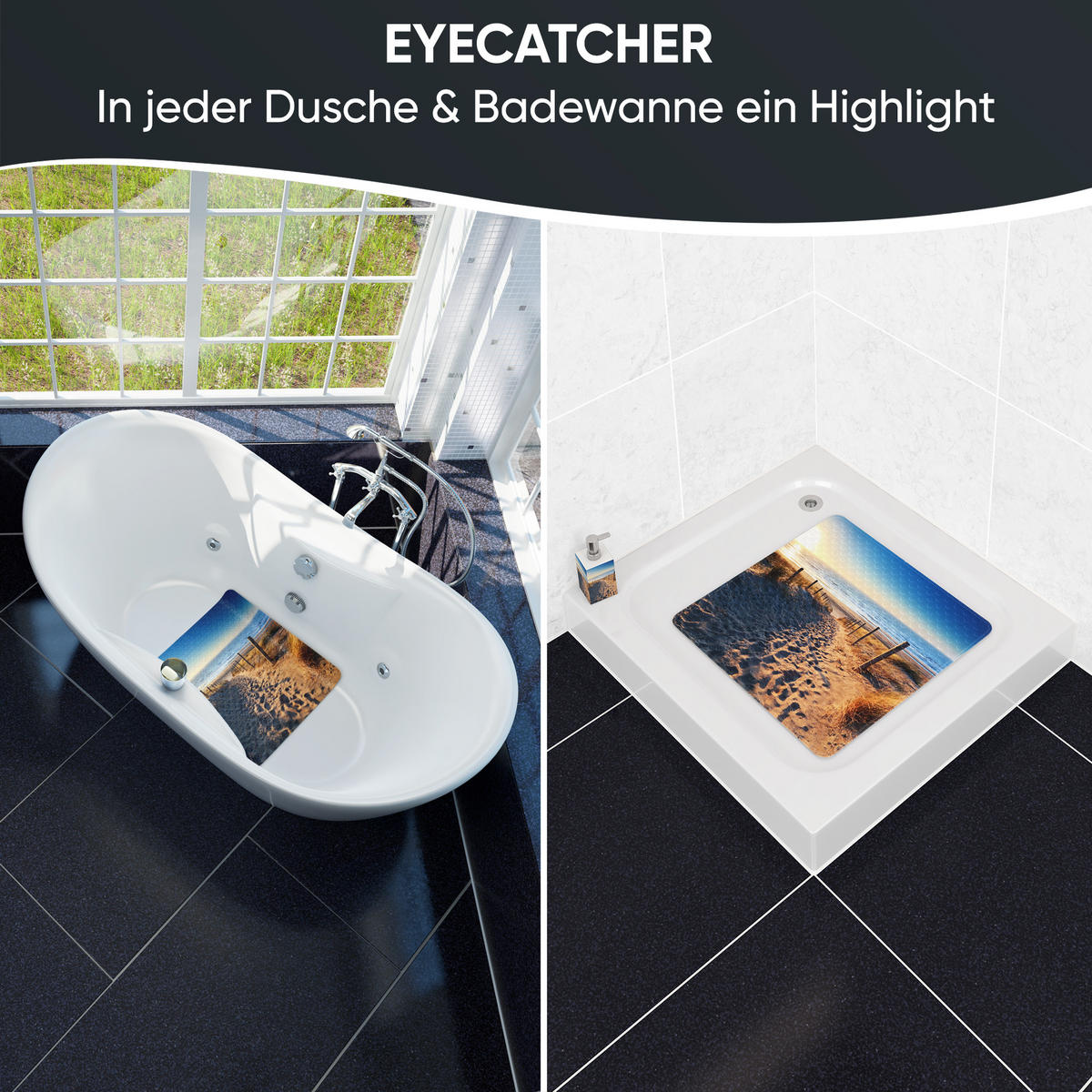 BADEMATTE Düne - Beige, Kunststoff (53/53cm) - Sanilo