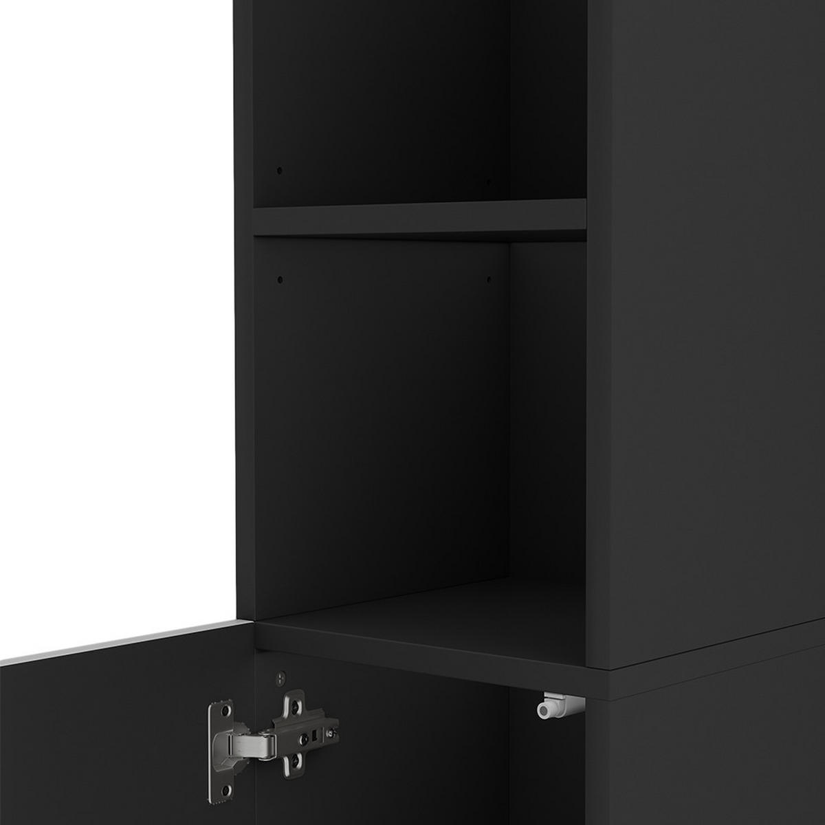 BADSCHRANK Edge Schwarz 30 x 189.5 cm mit 2 Türen und 3 Fächer - Schwarz/Weiß, Holzwerkstoff (30/189.5/30cm) - Vicco