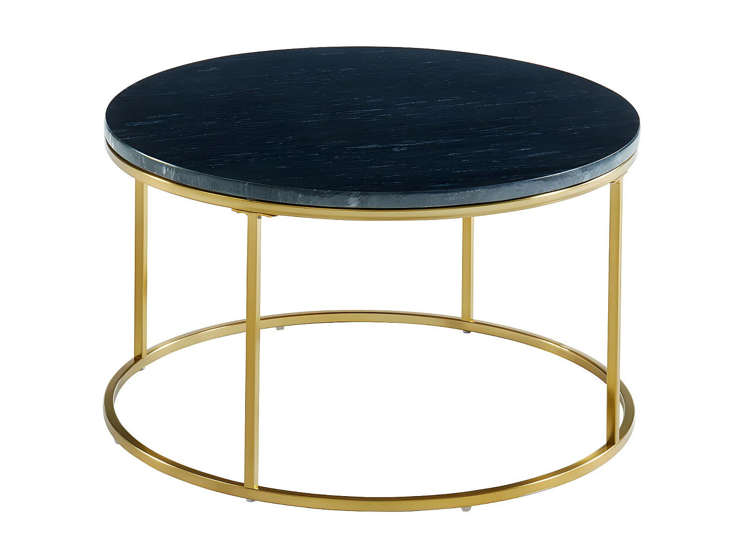 COUCHTISCH Set - 60 cm, 80 cmcm x 80 cm, 60 cmcm - Marmor - Schwarz, Goldfarben - ANGELA - Goldfarben/Schwarz, Stein (80/60/45cm) - Vente-Unique