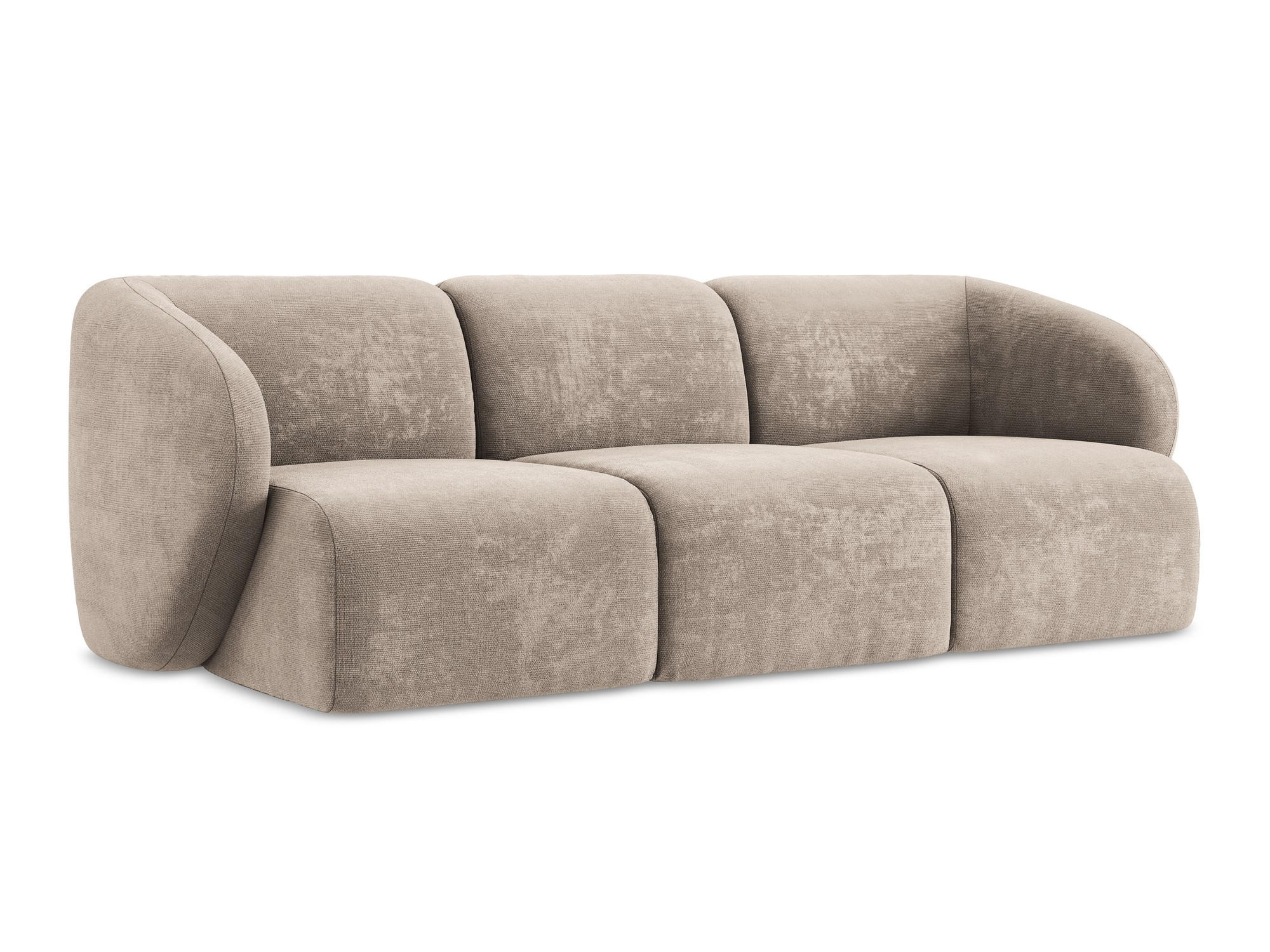 3-SITZER SOFA Chenille Stoff Beige - Schwarz/Cappuccino, Holzwerkstoff/Kunststoff (244/75/94cm) - Makamii