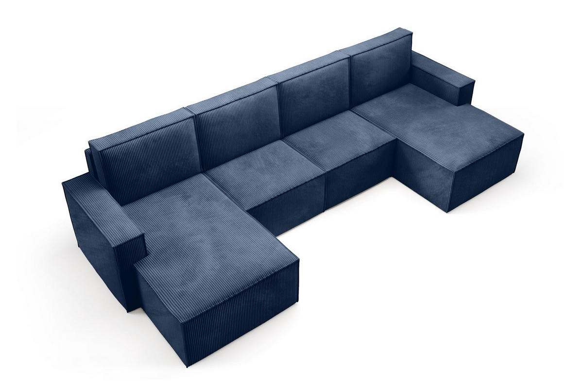 WOHNLANDSHAFT Orto Dunkelblau - Dunkelblau, Holzwerkstoff/Textil (320/93/142cm) - Bettso