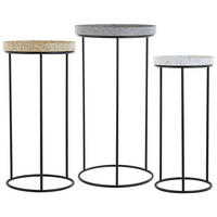 BEISTELLTISCH 3er Set Rund Schwarz, Grau, Weiß, Gelb Texon - Schwarz, Metall (36/36cm) - Beliani