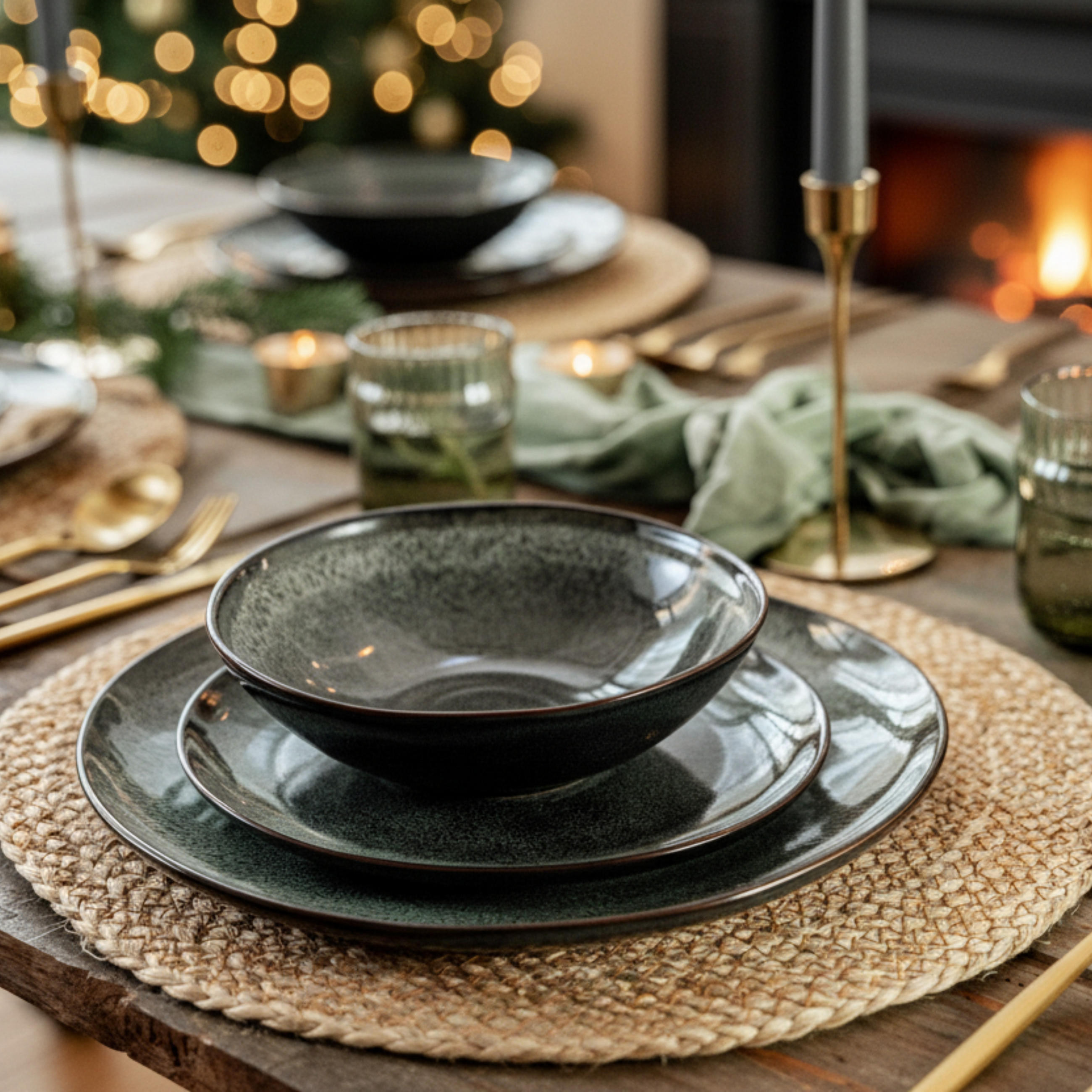 TAFELSERVICE KOPENHAGEN - 36 teilig aus Steingut 12 Personen - Grau, Stein (50/30/80cm) - Sänger