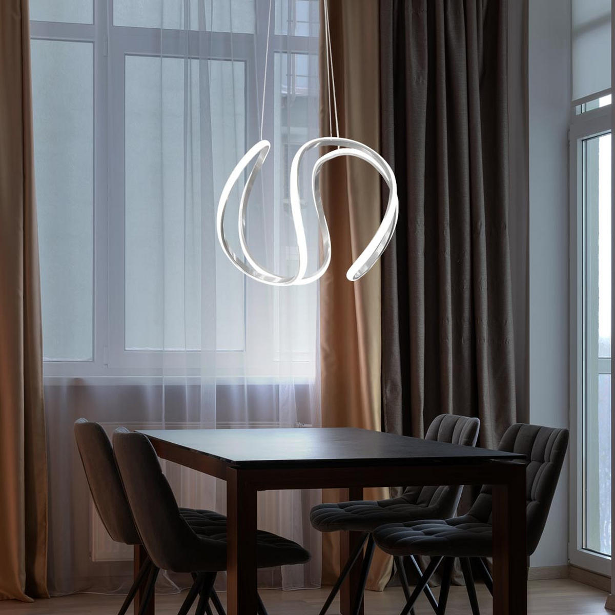 LED HÄNGELEUCHTE VALERIA Grau Weiß - Grau, Metall (45/44/150cm)