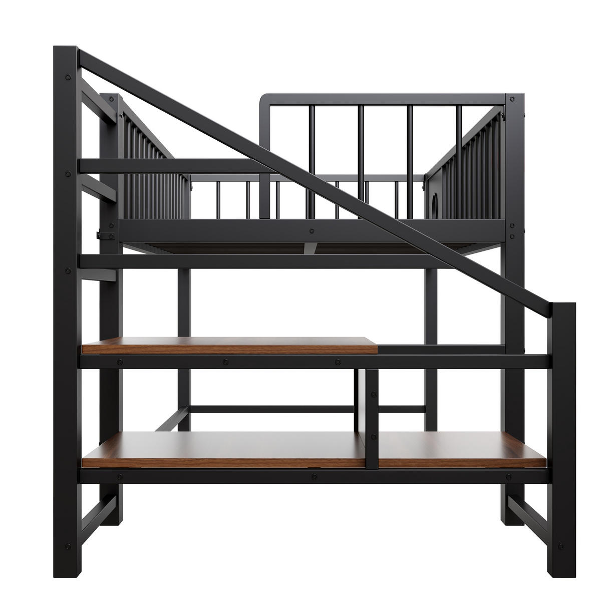 KINDERBETT 90/200 cm DE-01522, in Schwarz, mit Aufbewahrungsleiter - Schwarz, Metall (90/200cm) - ComfortXL