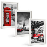 BILDER SET 3er Set - 40x60 cm Weißer Rahmen - Ikonen London Paris Verkehr - Weiß, Kunststoff (40/60cm) - TULUP