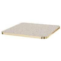 TISCHPLATTE quadratischer 60 cm, Weiß - Goldfarben/Weiß, Holz (60/2.5/60cm) - Oviala