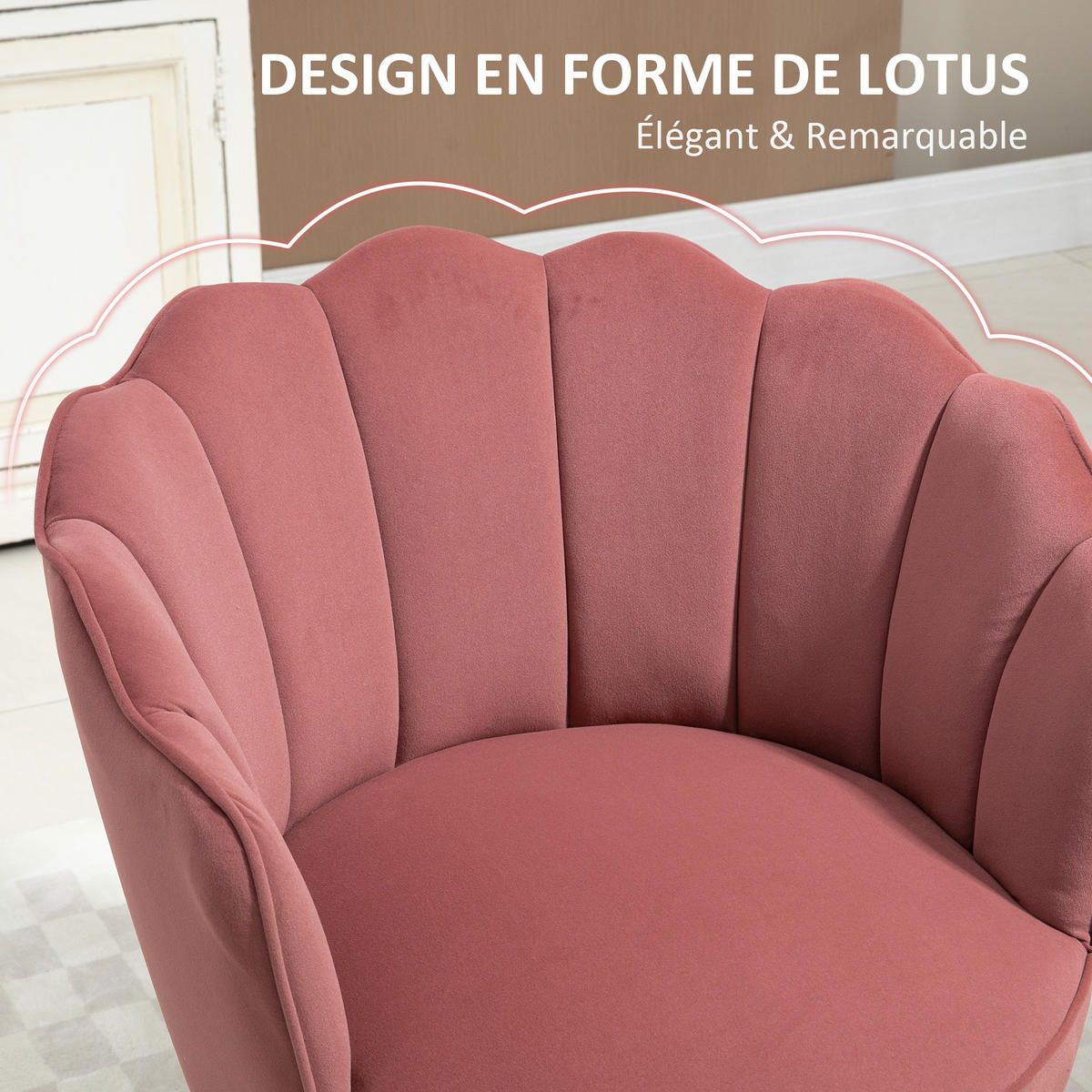 SESSEL DE-13382 Samtbezug & Gummibaumholzfüße Rosa - Pink, Textil (66/78.5/66cm) - ComfortXL