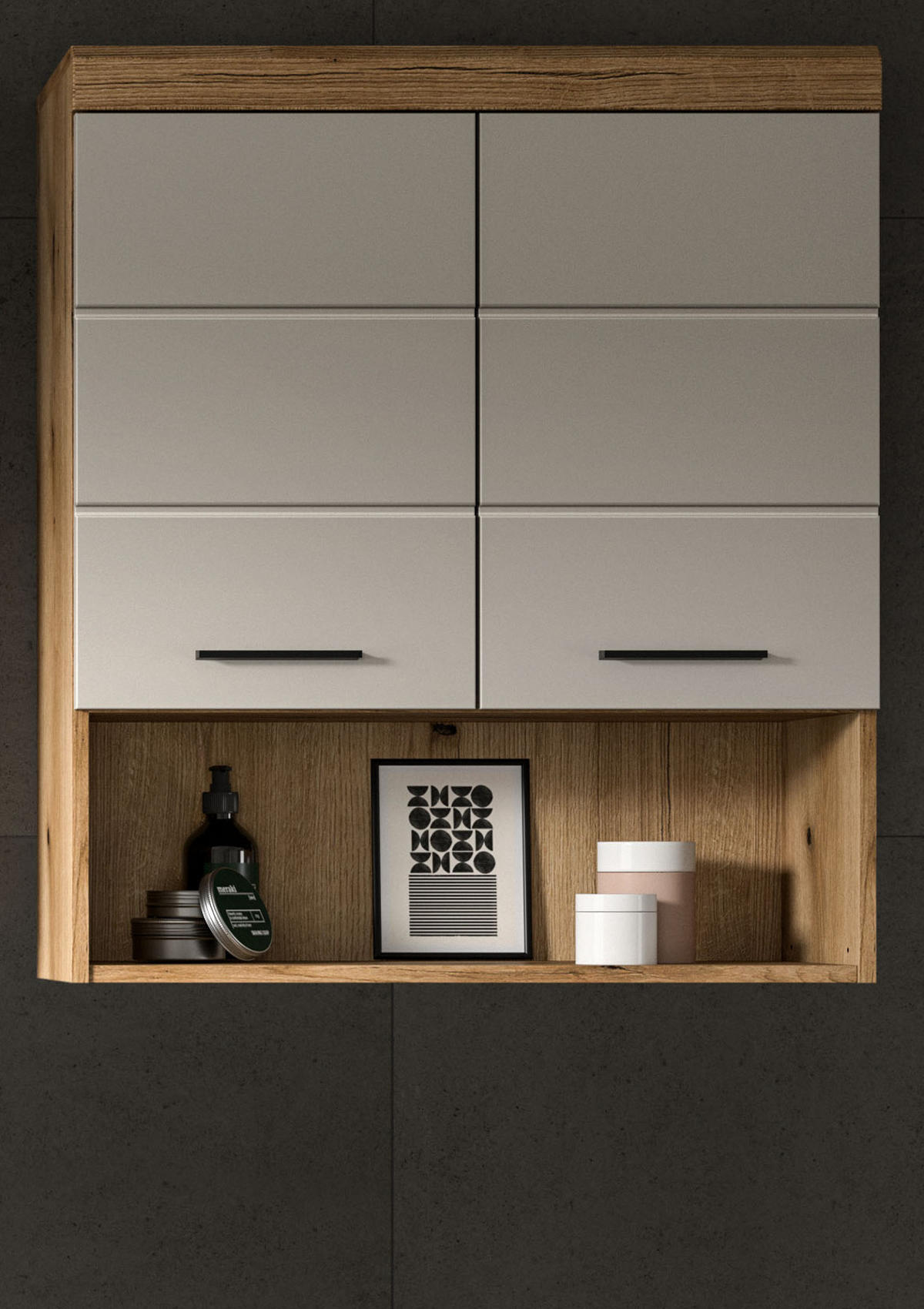 HÄNGESCHRANK Sand Kaschmir, Evoke Eiche, Badschrank hängend 2-türig 74 cm - Kaschmir/Eichefarben, Holzwerkstoff/Kunststoff (74/79/24cm) - Inn.Furn