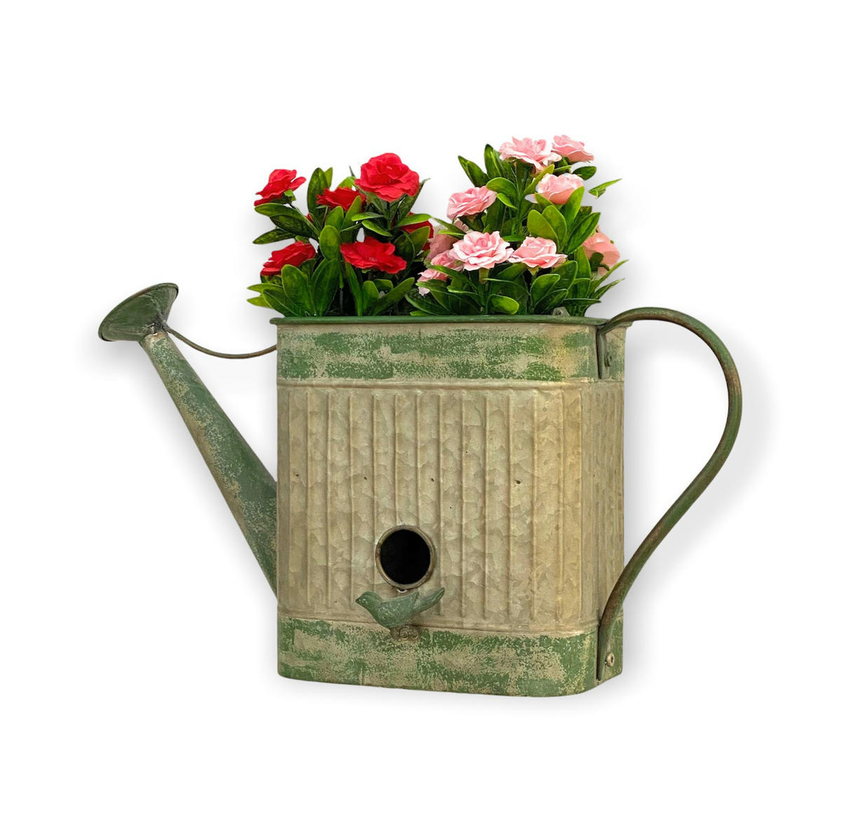 VOGELHAUS mit Blumentopf Metall 40 cm 481999 - Grau, Metall (43/27/16.5cm) - DanDiBo