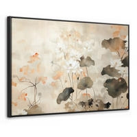 LEINWAND Bilder mit Rahmen - Blumen - Japandi - Wabi sabi - 140x90 - Sandfarben, Textil (140/90cm) - MuchoWow