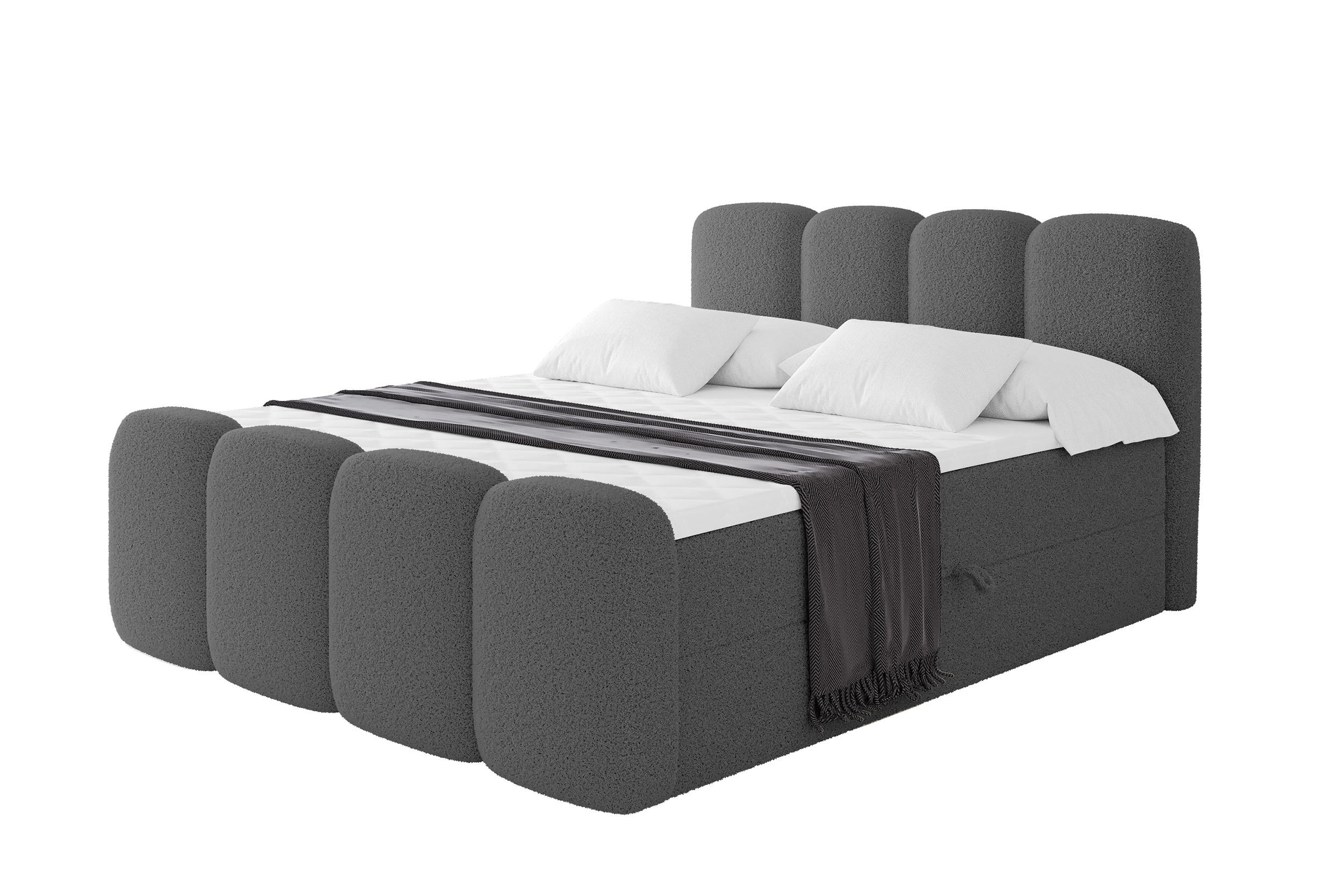 BOXBETT mit Matratze H3 - NINA-Z - 180x200 cm Grau - Titanfarben, Holzwerkstoff (180/200cm) - ALTDECOR