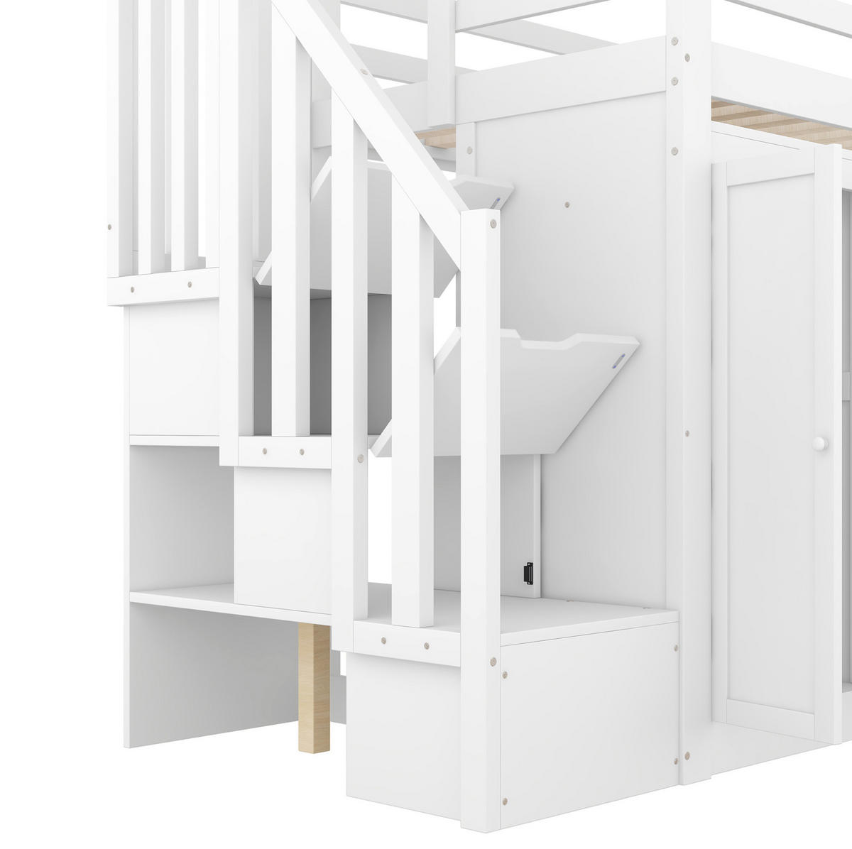 HOCHBETT 90/200 cm Weiß aus Kiefernholz und MDF mit Schreibtisch und Stauraum - Weiß, Holzwerkstoff (90/200cm) - OKMYHOME