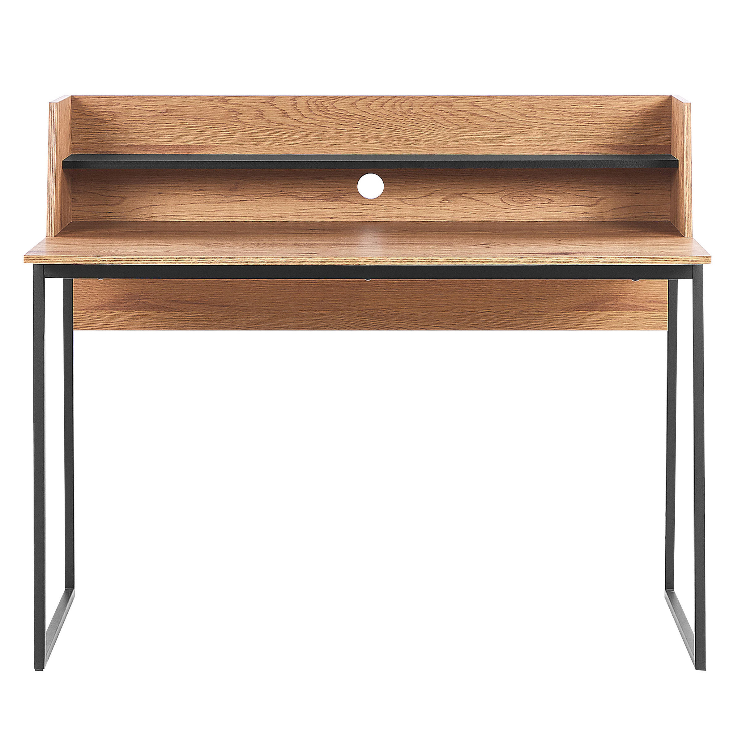 SCHREIBTISCH heller Holzfarbton/schwarz 120/59/101 cm Gorus - Hellgrau, Holzwerkstoff (59/120/101cm) - Beliani
