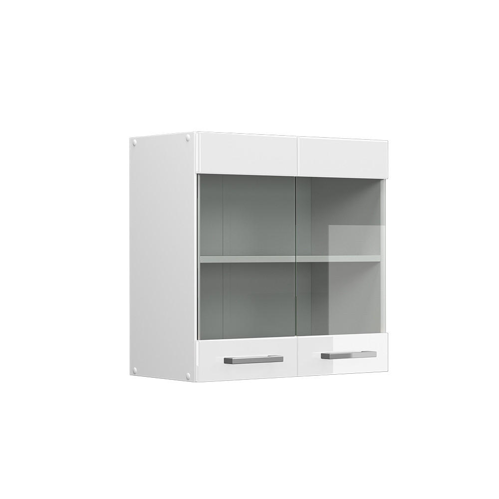 Vicco SKLENĚNÁ KUCHYŇSKÁ SKŘÍŇKA R-Line Bílá vysoký lesk 60 cm