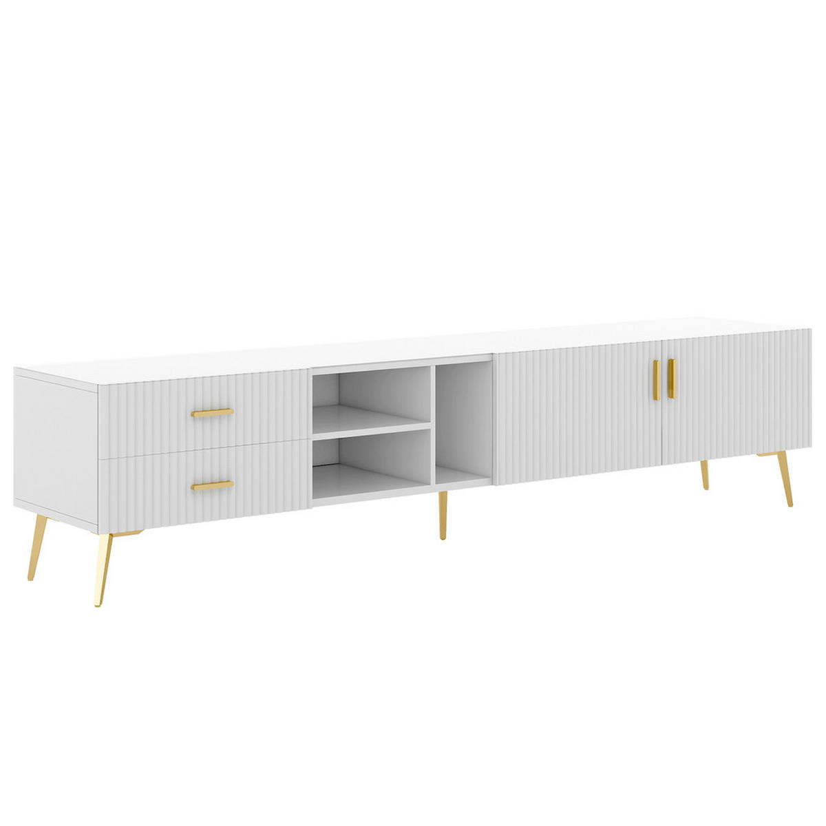 TV-SCHRANK Lowboard Entertainment Center Weiß bis 75 Zoll - Weiß, Holz (44.5/18.49/75.39cm) - FLIEKS