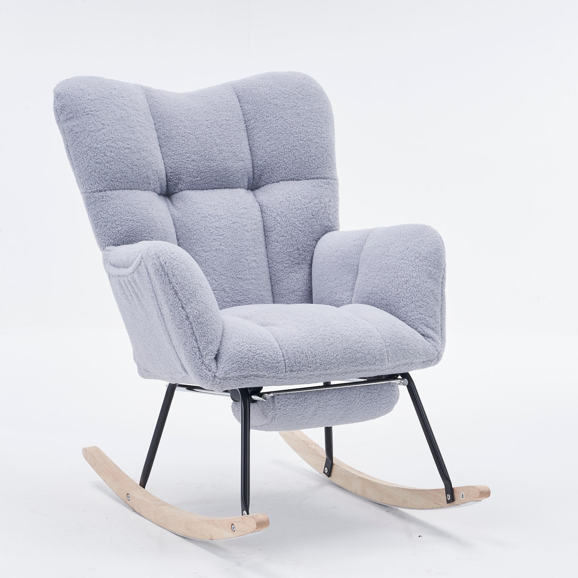 SCHAUKELSTUHL 98/70/98.5 cm Grau mit Einziehbare Fußstütze - Grau, Textil (98/98.5/80cm) - Oxeza