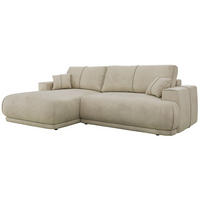 ECKSCHLAFSOFA RINA L Beige Velvet - links - Beige/Schwarz, Kunststoff/Textil (266/172cm) - MKS