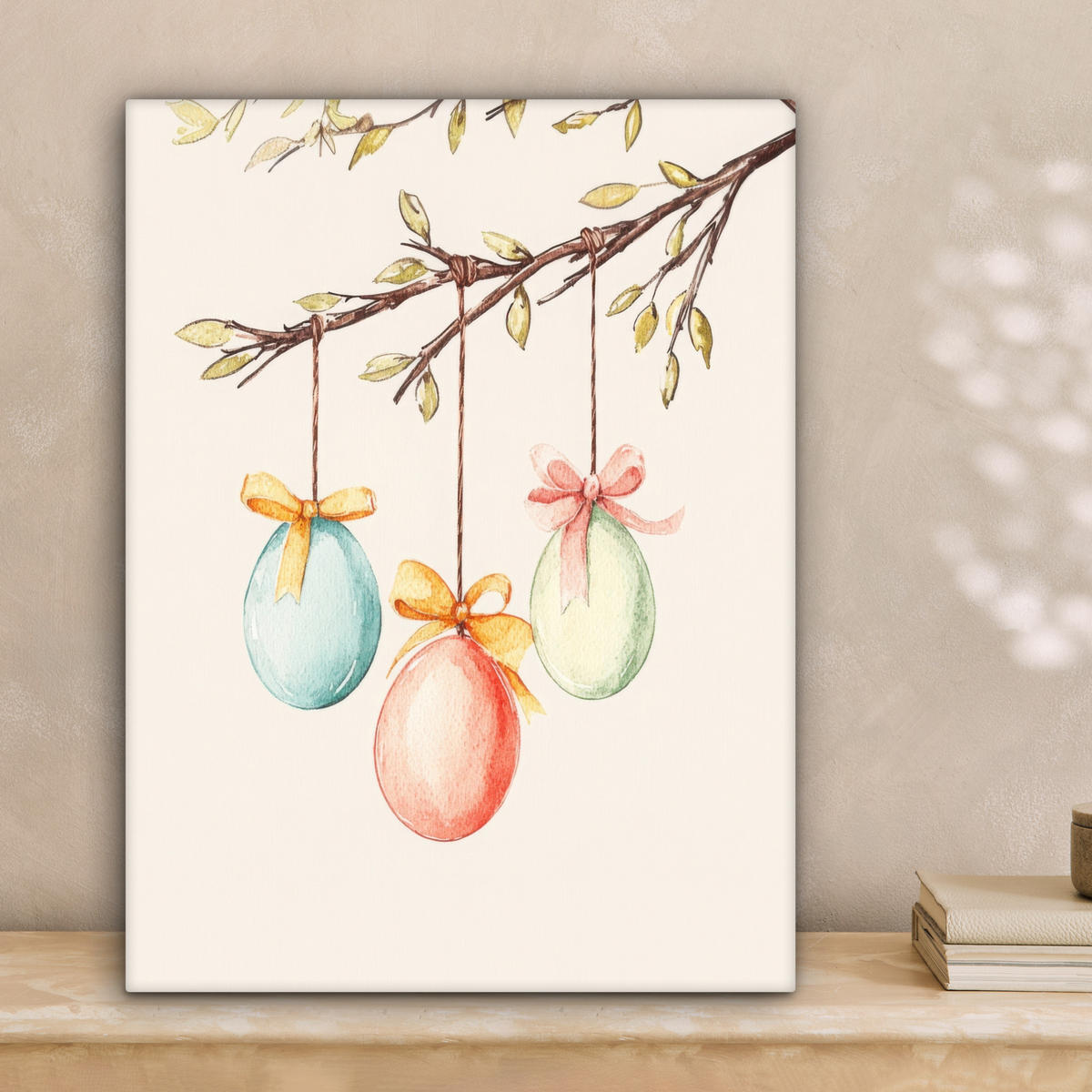 LEINWANDBILD Osterkuchen - Schleife - Eier Room Decor 30x40 cm - Creme, Textil (30/40cm) - MuchoWow